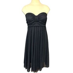 Vintage 90s Black Baby Doll Dress Sz M Chiffon Top Less Cocktail Y2K Whimsigoth